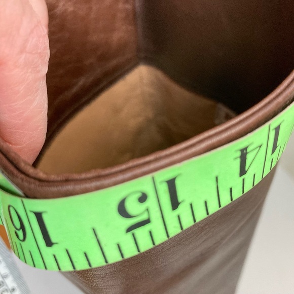 Leather boots Italian made tall boots mid calf slouchy boots brown leather boots - Picture 10 of 15